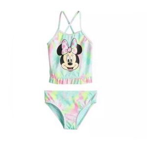 Disney Minnie Mouse Swimming Suit Girls Size 3T Toddler 2-Piece Tankini Swim Set